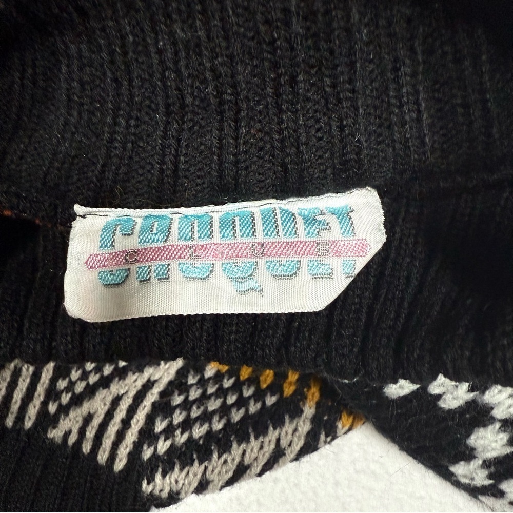 Vintage Sweater Women Large Black Orange‎ Knit 90s Halloween Croquet Club - Picture 2 of 7